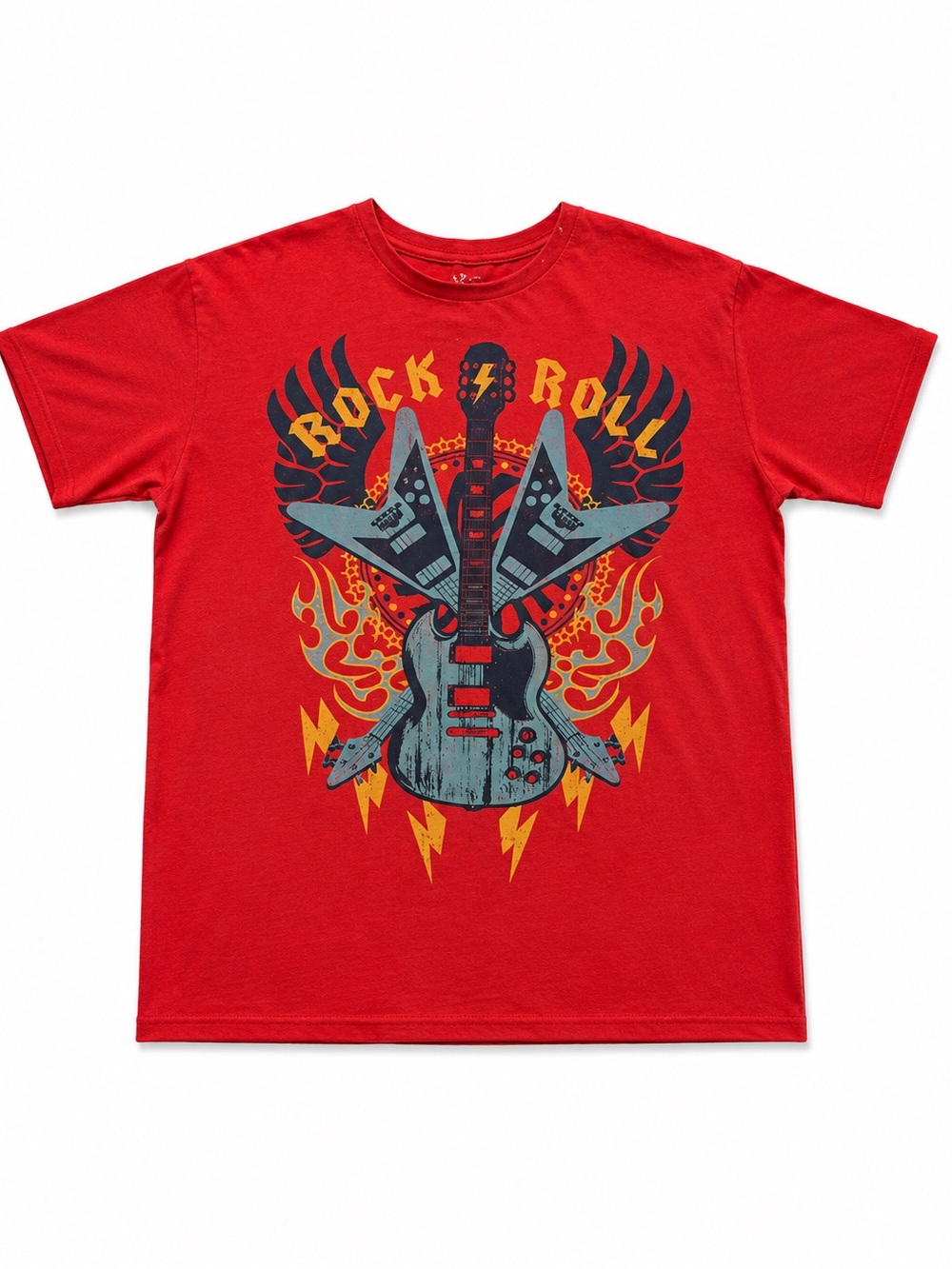 VINTAGE Y2K BECAUSE WE WERE BORED ROCK AND ROLL GRAPHIC TEE BOYS XLARGE RED